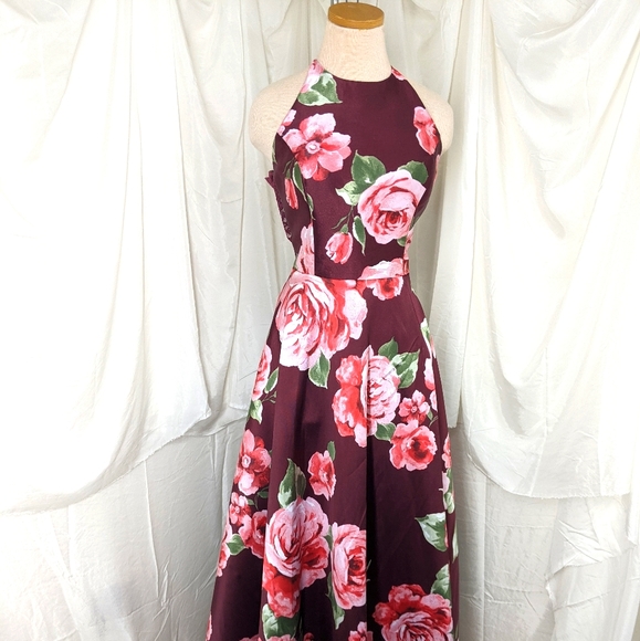 B. Smart Dresses & Skirts - Burgundy Pink Rose Prom Pageant Gown